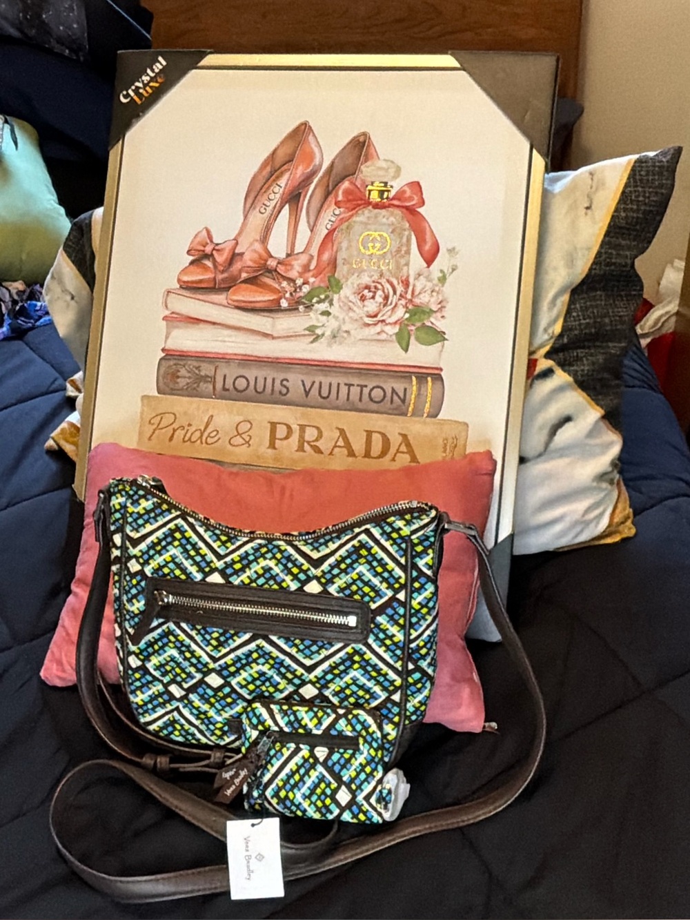 Vera Bradley Crossbody Bag & Zip Coin Pouch Bundle – NWOT Blue/Green Print